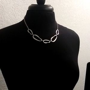 Silver tone asymmetrical fashion necklace